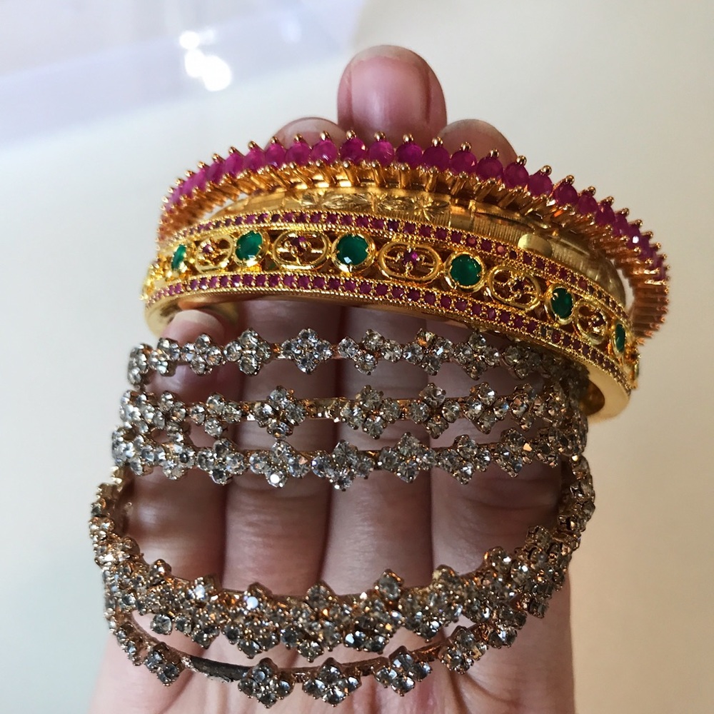 Beautiful Gold and Rhinestone Bangles FROM INDIA!